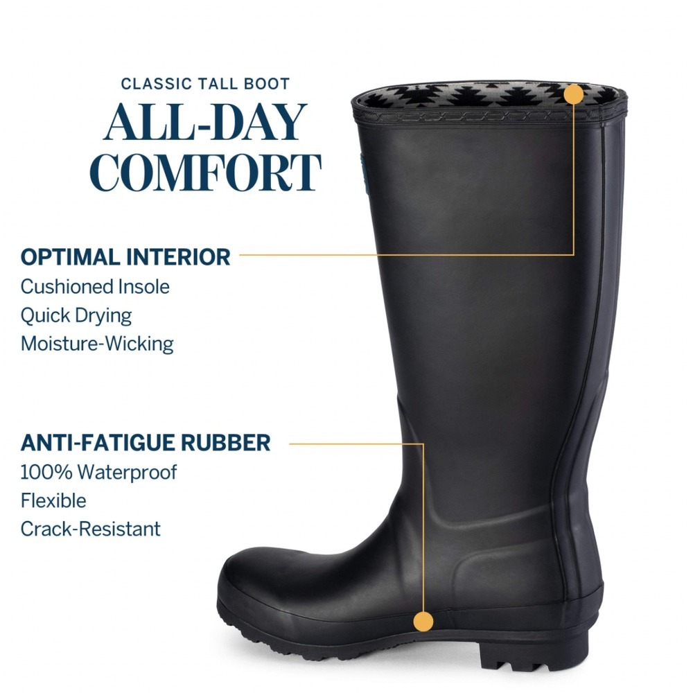 Pendleton Classic Tall Slip-Resistant Rain Boots Matte Black Gray Womens 7 EU 38 - Picture 7 of 13